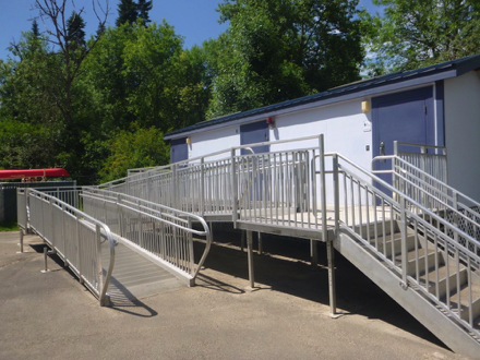 Seasonal restrooms with ramp at the launch area – accessible restrooms closed fall through spring